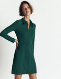 Robe Nia à manches longues en ottoman-Vert malachite