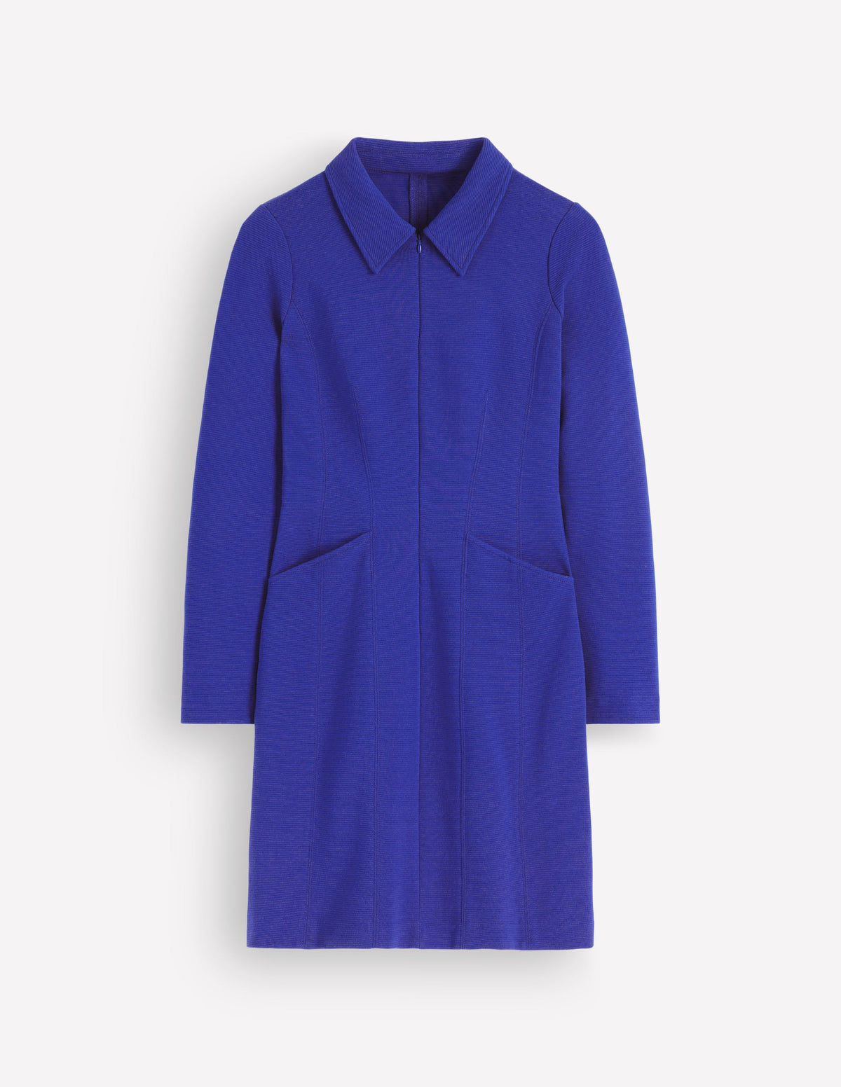Nia Langärmliges Ottoman-Kleid-Leuchtendes Blau-5