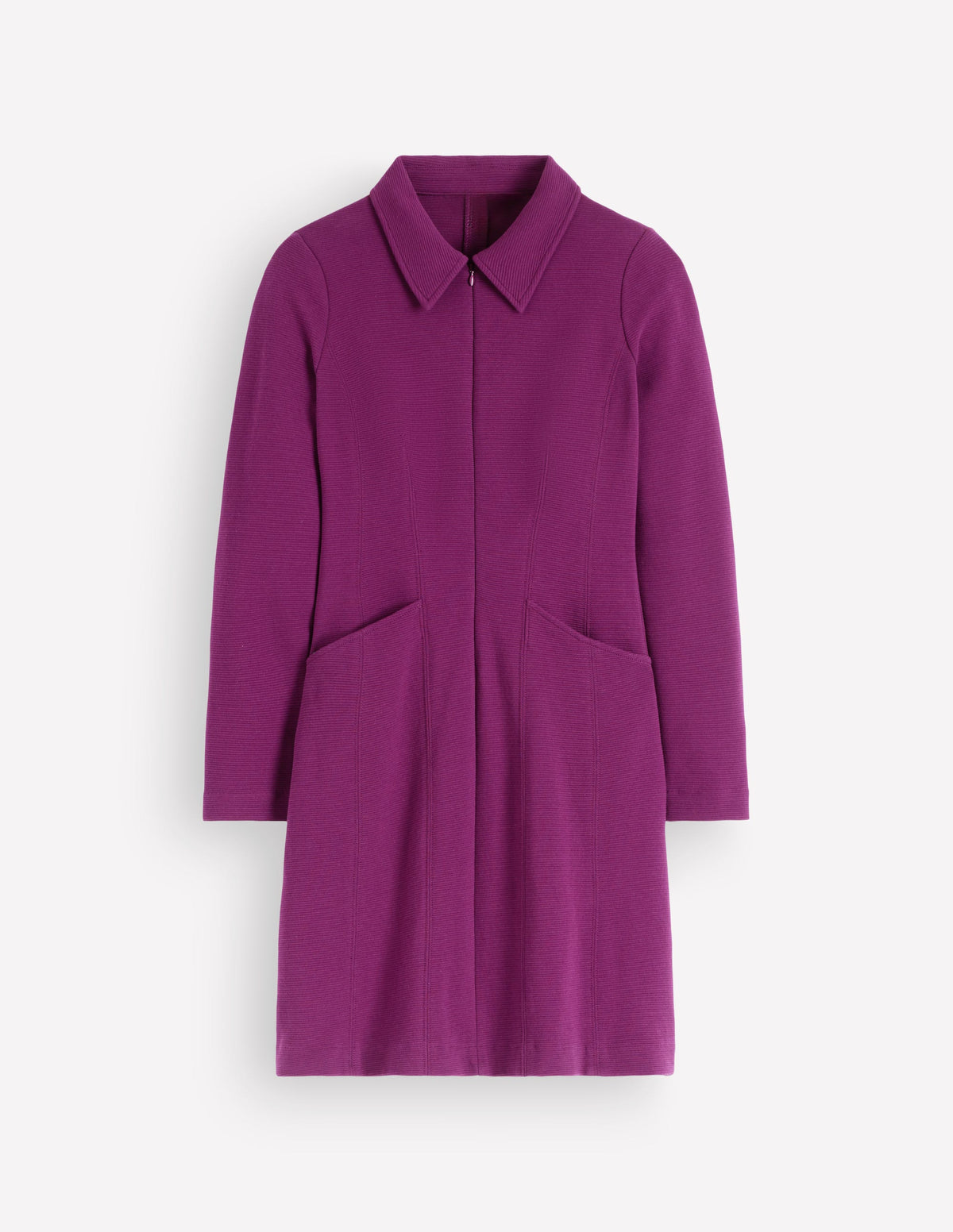 Nia Langärmliges Ottoman-Kleid-Pflaumenmarmelade - Image 5