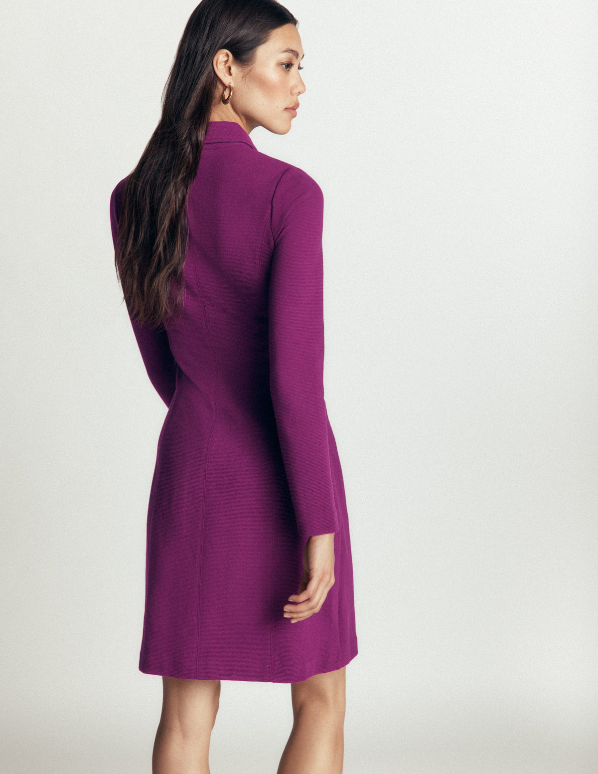 Nia Langärmliges Ottoman-Kleid-Pflaumenmarmelade - Image 3