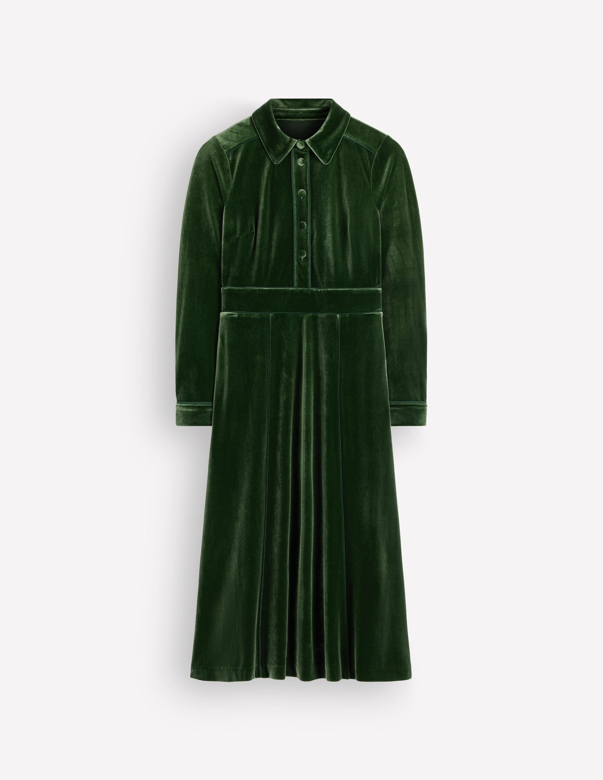 Etta Paspeliertes Samtkleid-Douglasie-8