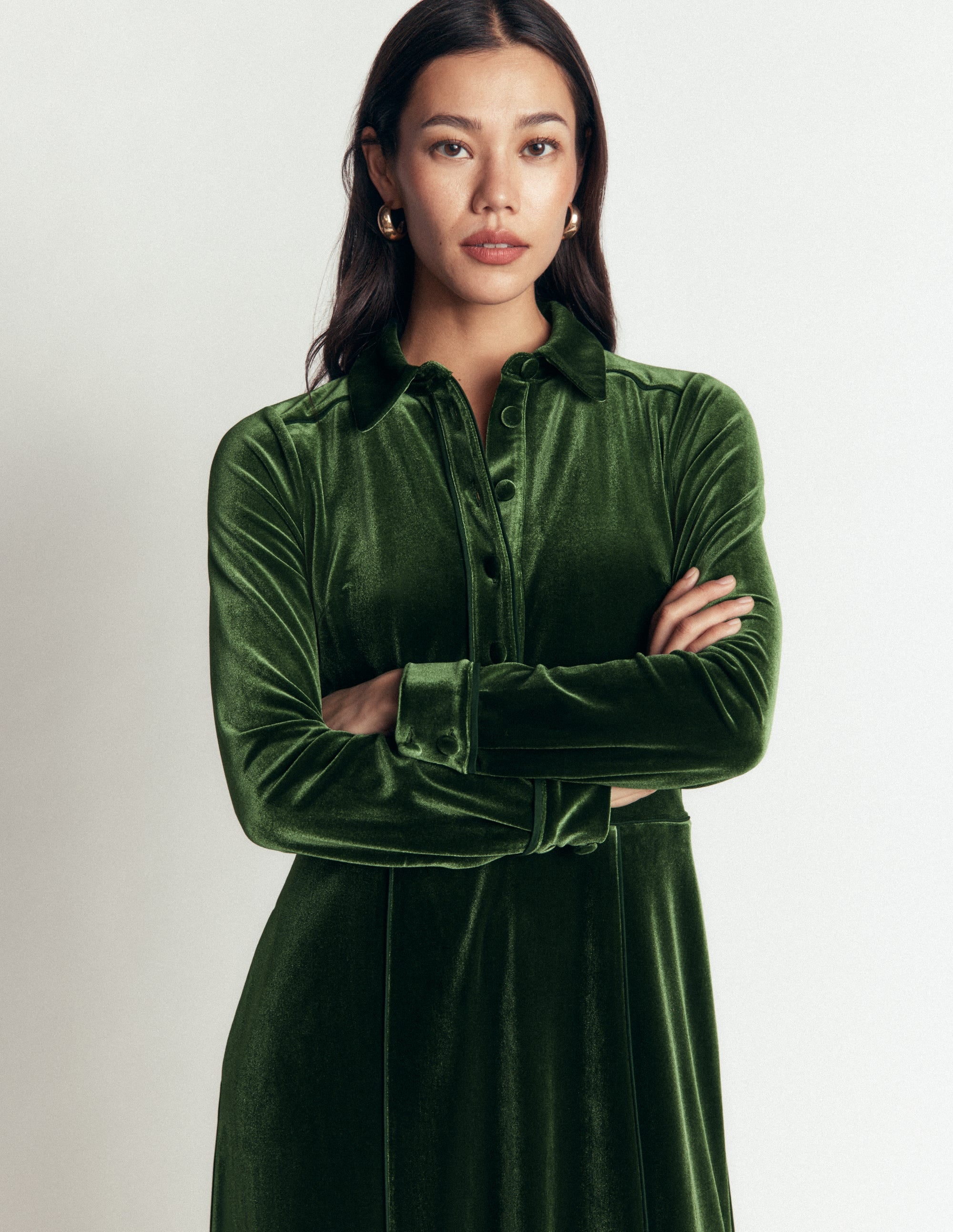 Etta Paspeliertes Samtkleid-Douglasie - Image 6