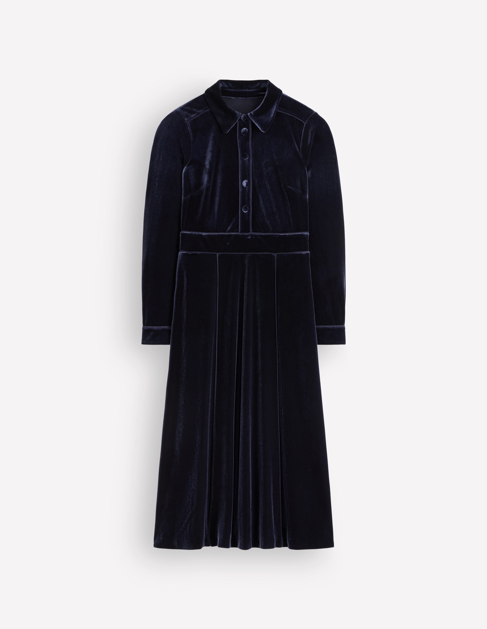 Etta Paspeliertes Samtkleid-Marineblau - Image 5