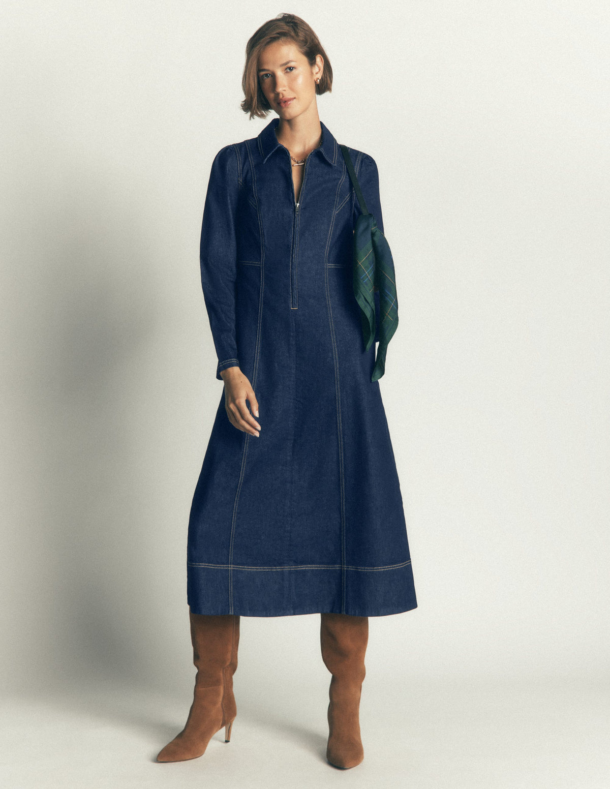 Robe midi Una en jean à col-Denim Brut Vintage - Image 4