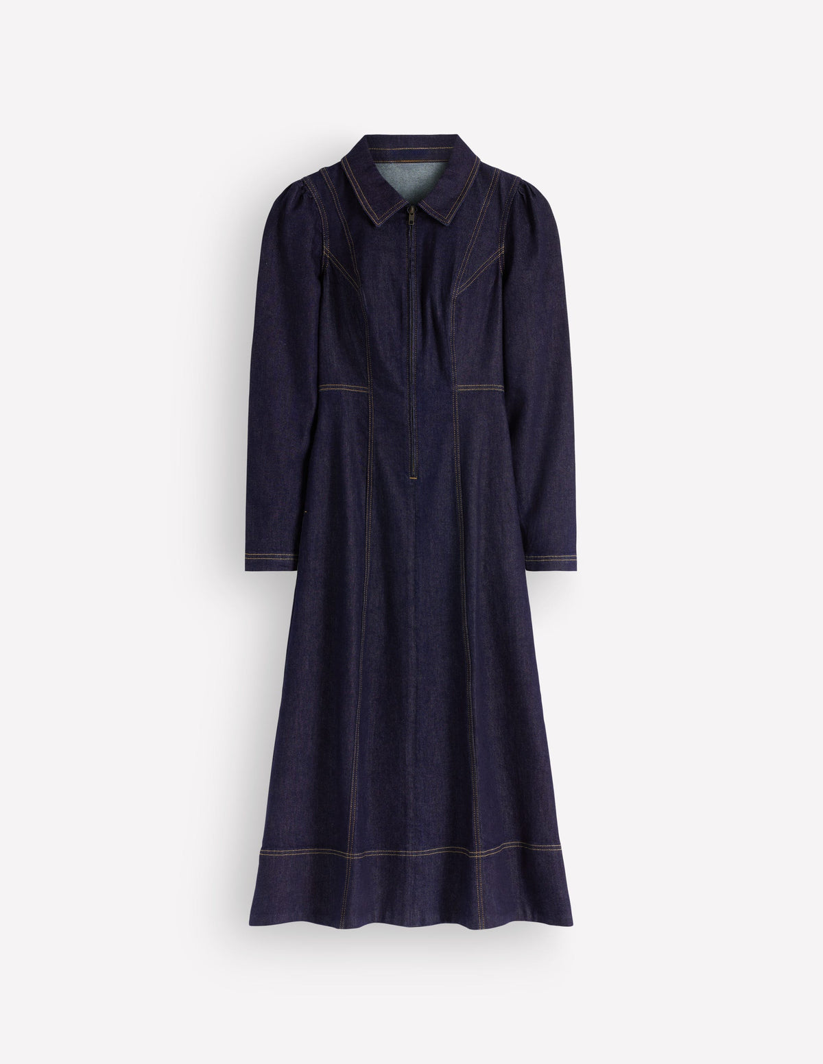 Robe midi Una en jean à col-Denim Brut Vintage-5