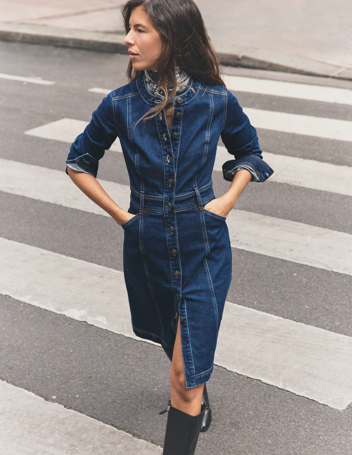 Zara Denim Short Dress - Dark Vintage | Boden EU
