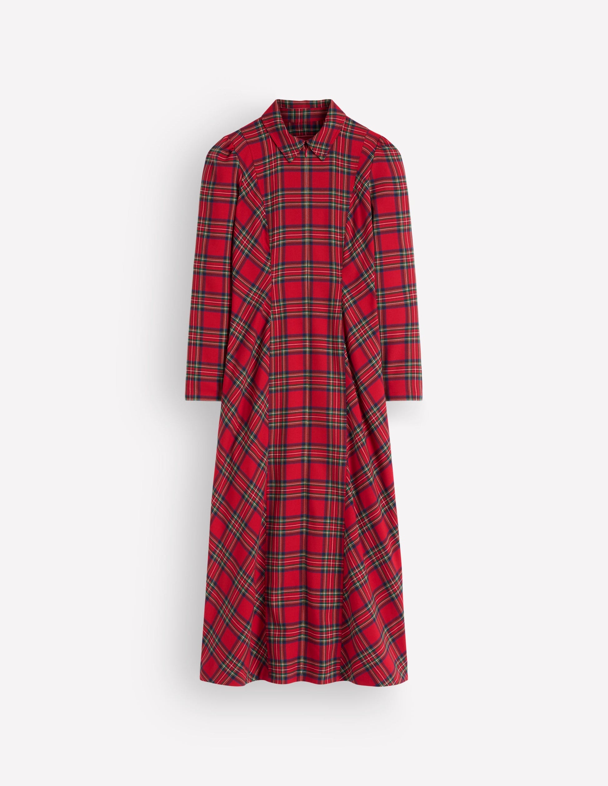 Una Kariertes Midikleid mit Kragen-Rot, Blau und Grün Kariert-8