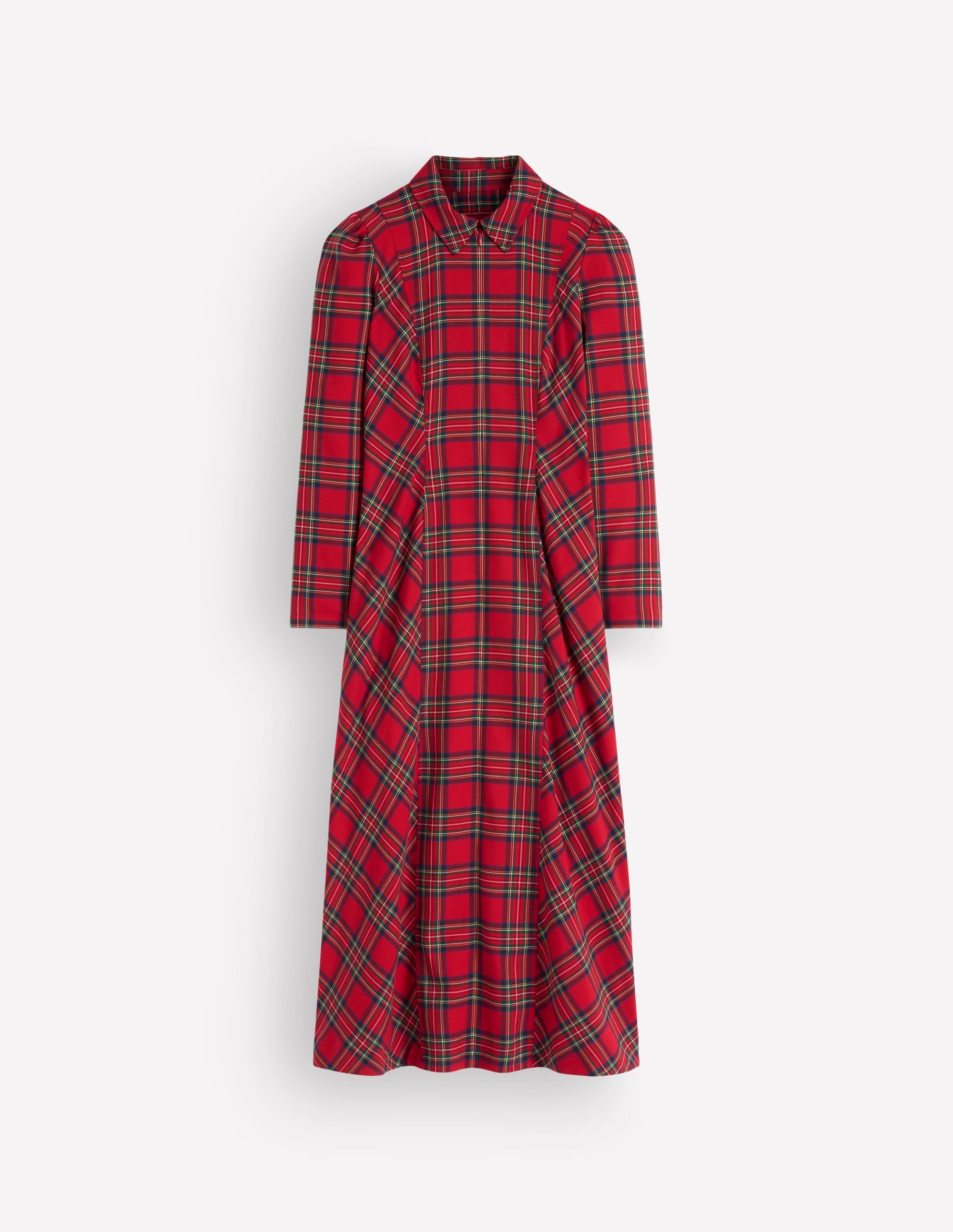 Una Kariertes Midikleid mit Kragen-Rot, Blau und Grün Kariert - Image 7