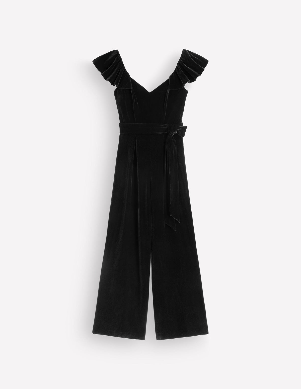 Samt-Jumpsuit mit Rüschen-Schwarz - Image 7