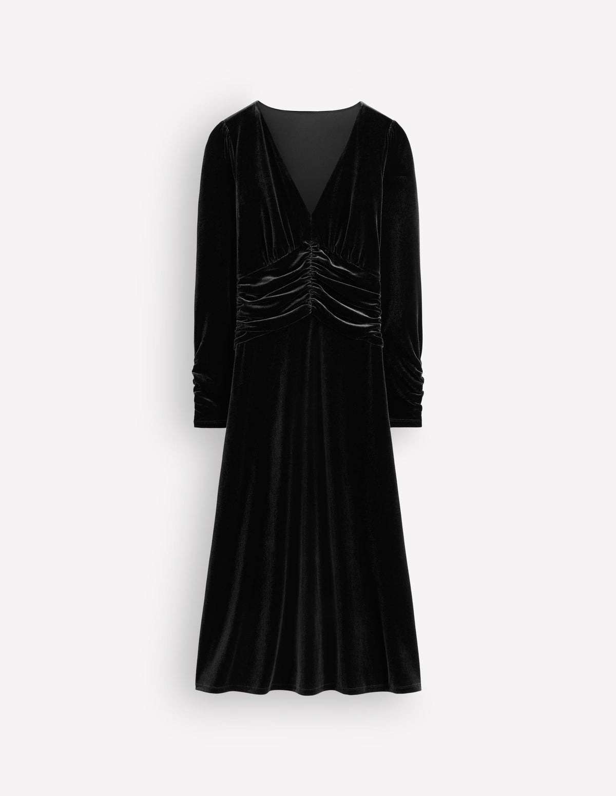 Mya Gerafftes Samt-Midikleid-Black Beauty-5