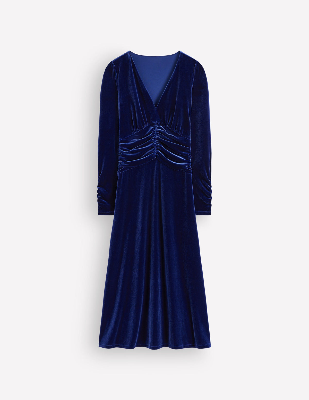 Robe midi Mya en velours froncé-Bleu saphir - Image 5