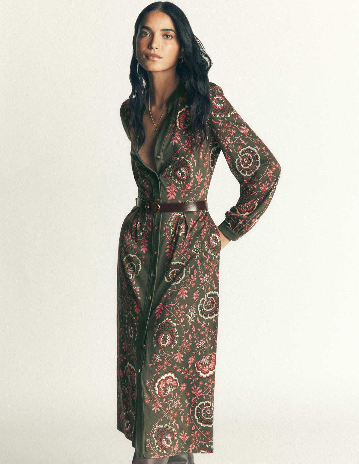 Juliet Jersey Midi Dress-Forest Glade, Sprouting Vine-6