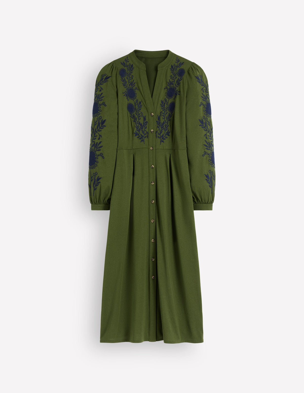 Juliet Jersey-Midikleid-Braunschweigisches Grün Stickerei-7