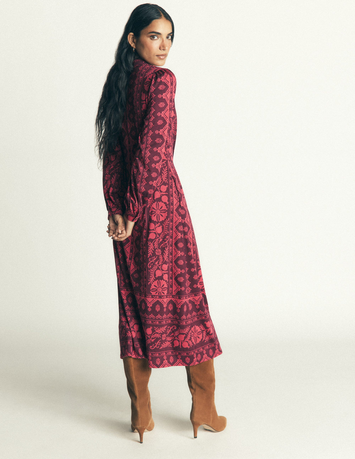 Juliet Jersey Midi Dress-Deep Wisteria, Charmed Foliage-3