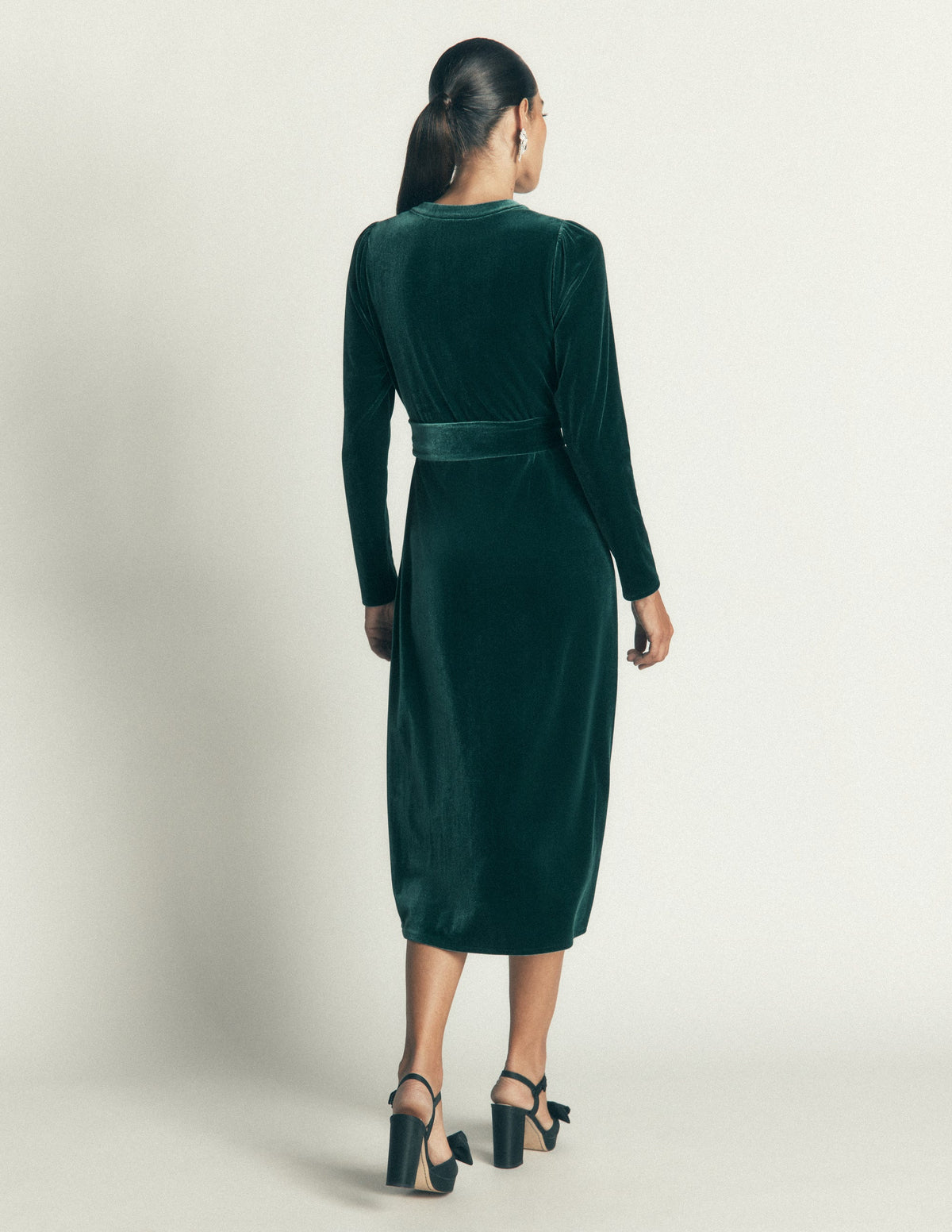 Honor Säulen-Midikleid aus Samt-Dunkles Smaragdgrün - Image 3