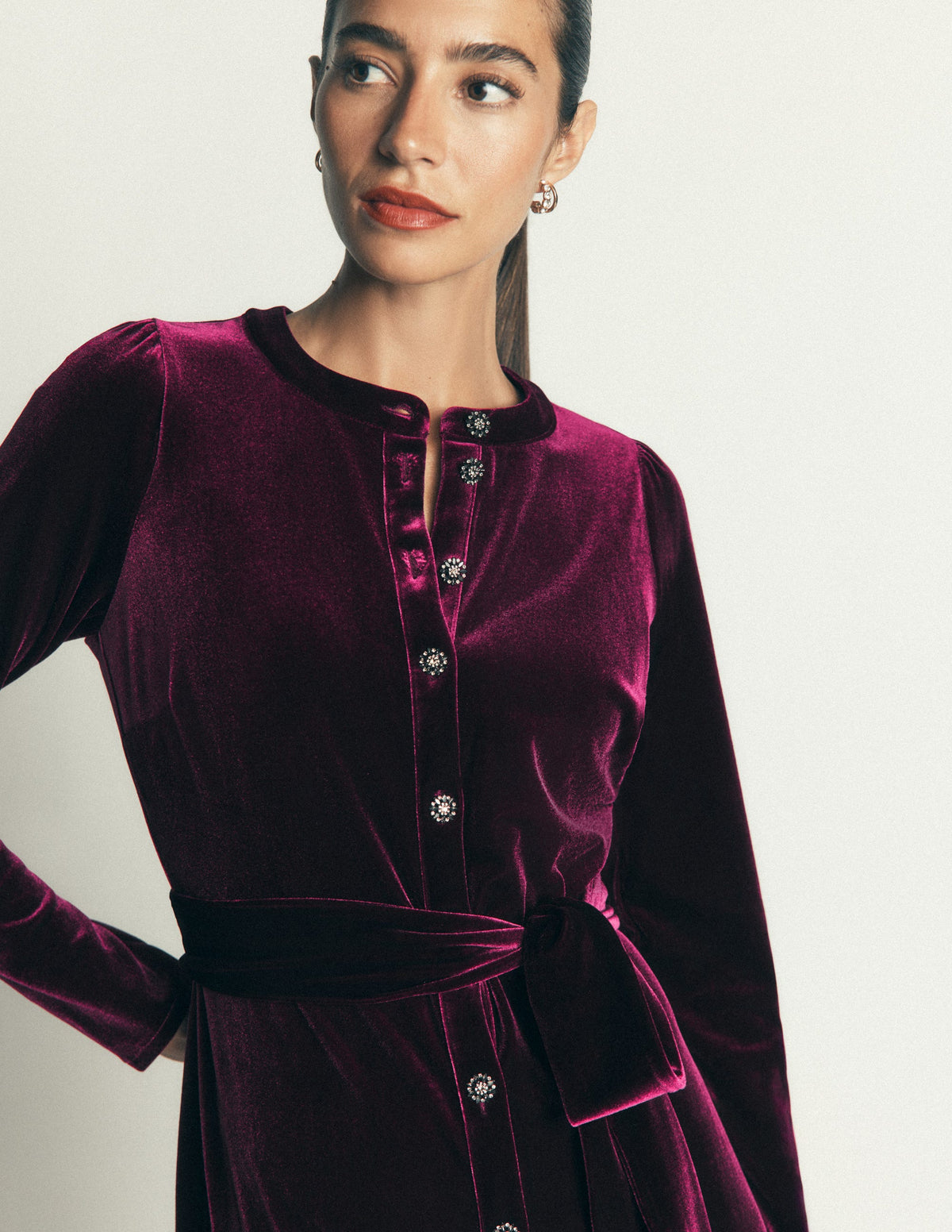 Robe midi colonne Honor en velours-Port Royal-2