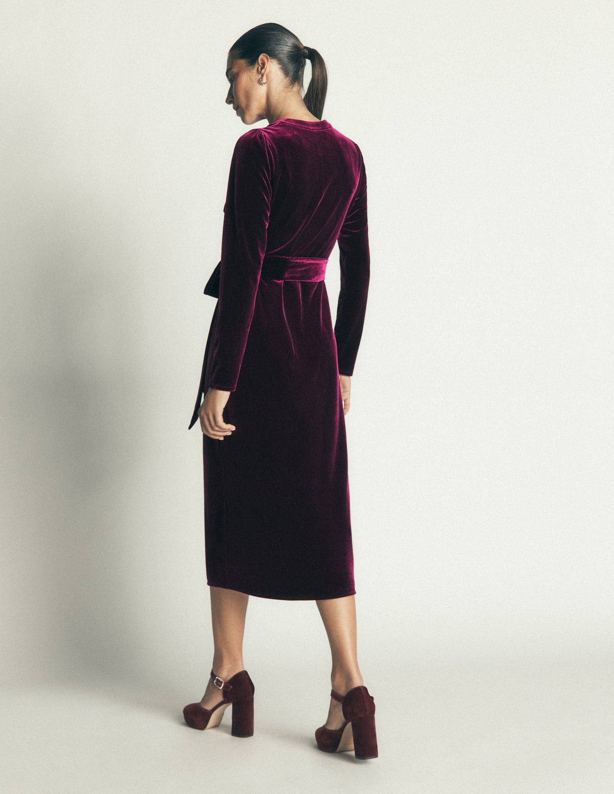 Robe midi colonne Honor en velours-Port Royal-3