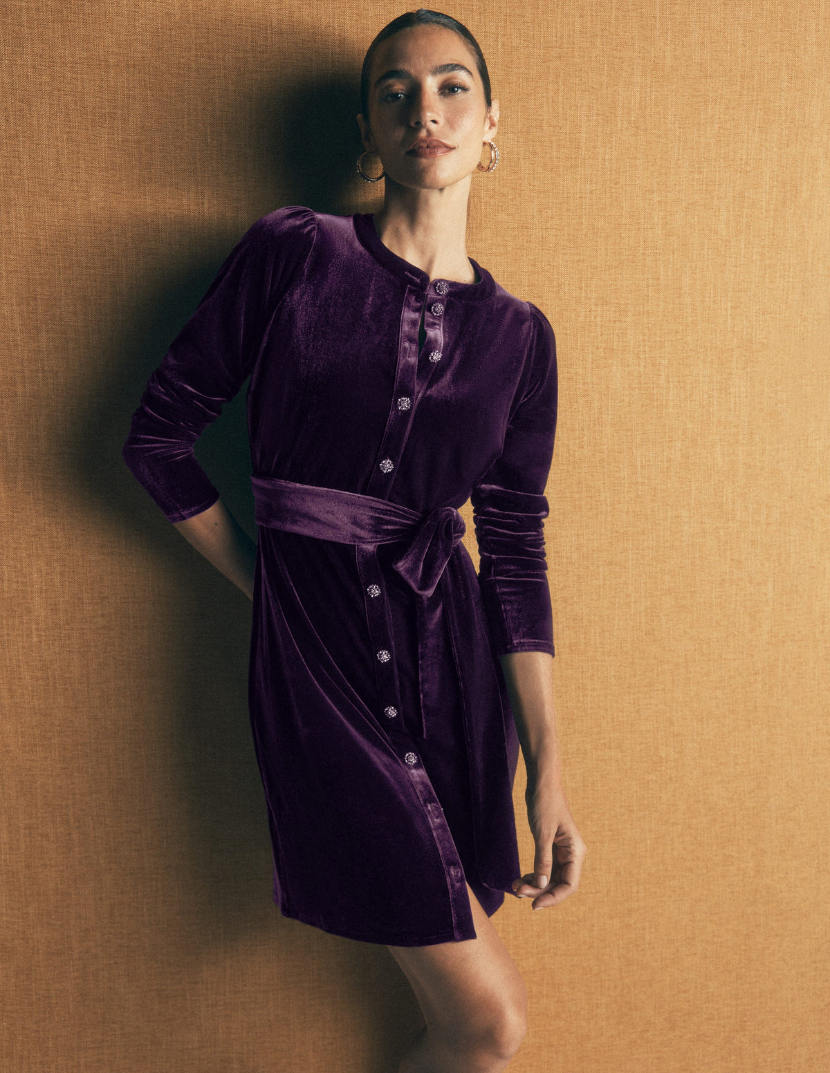 Honor Kurzes Samtkleid-Nachtschatten-2