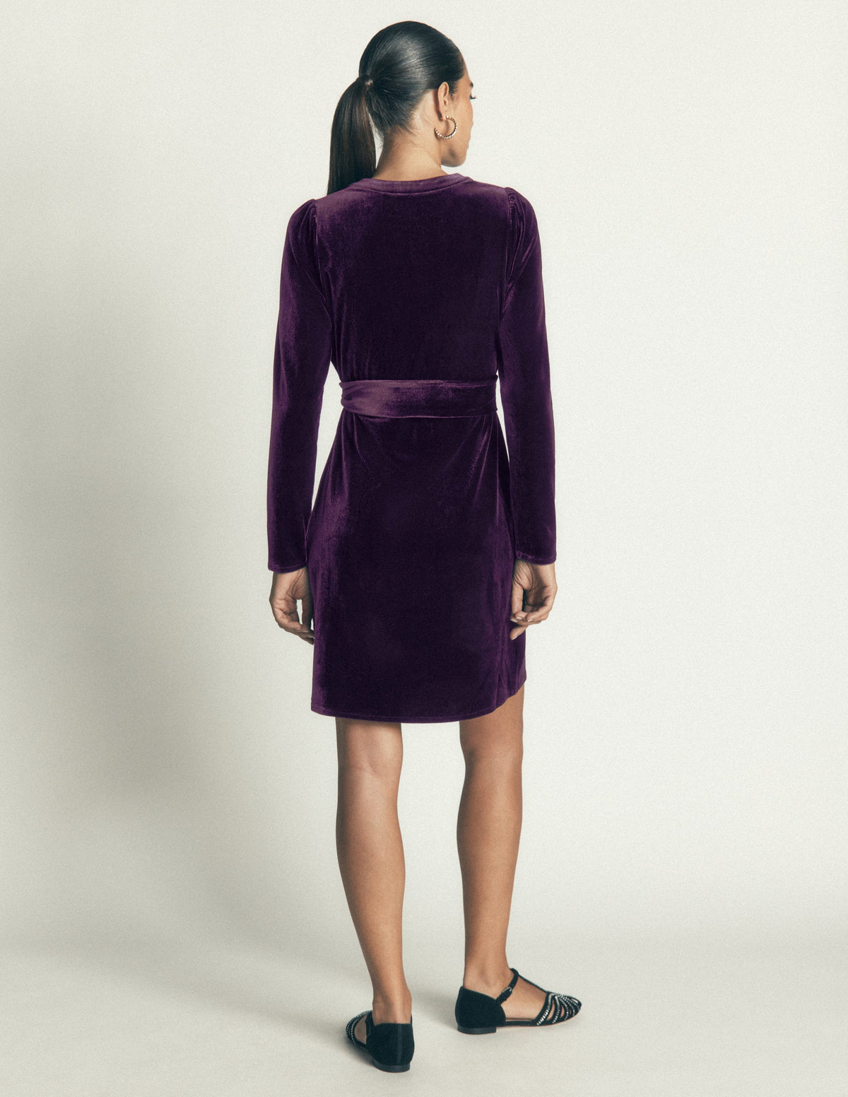 Honor Kurzes Samtkleid-Nachtschatten-4
