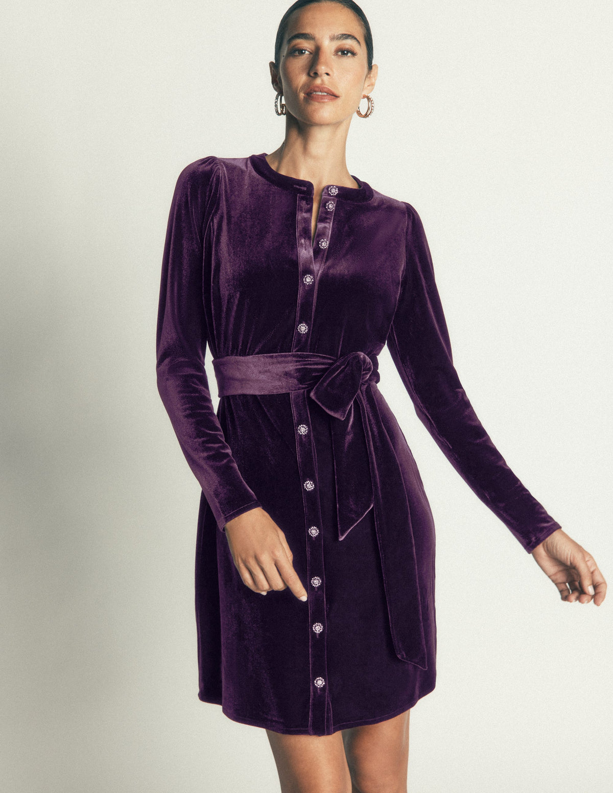 Honor Kurzes Samtkleid-Nachtschatten-5