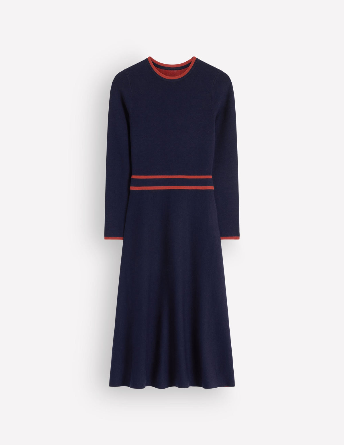 Strickkleid mit Kontraststreifen-Marineblau-6