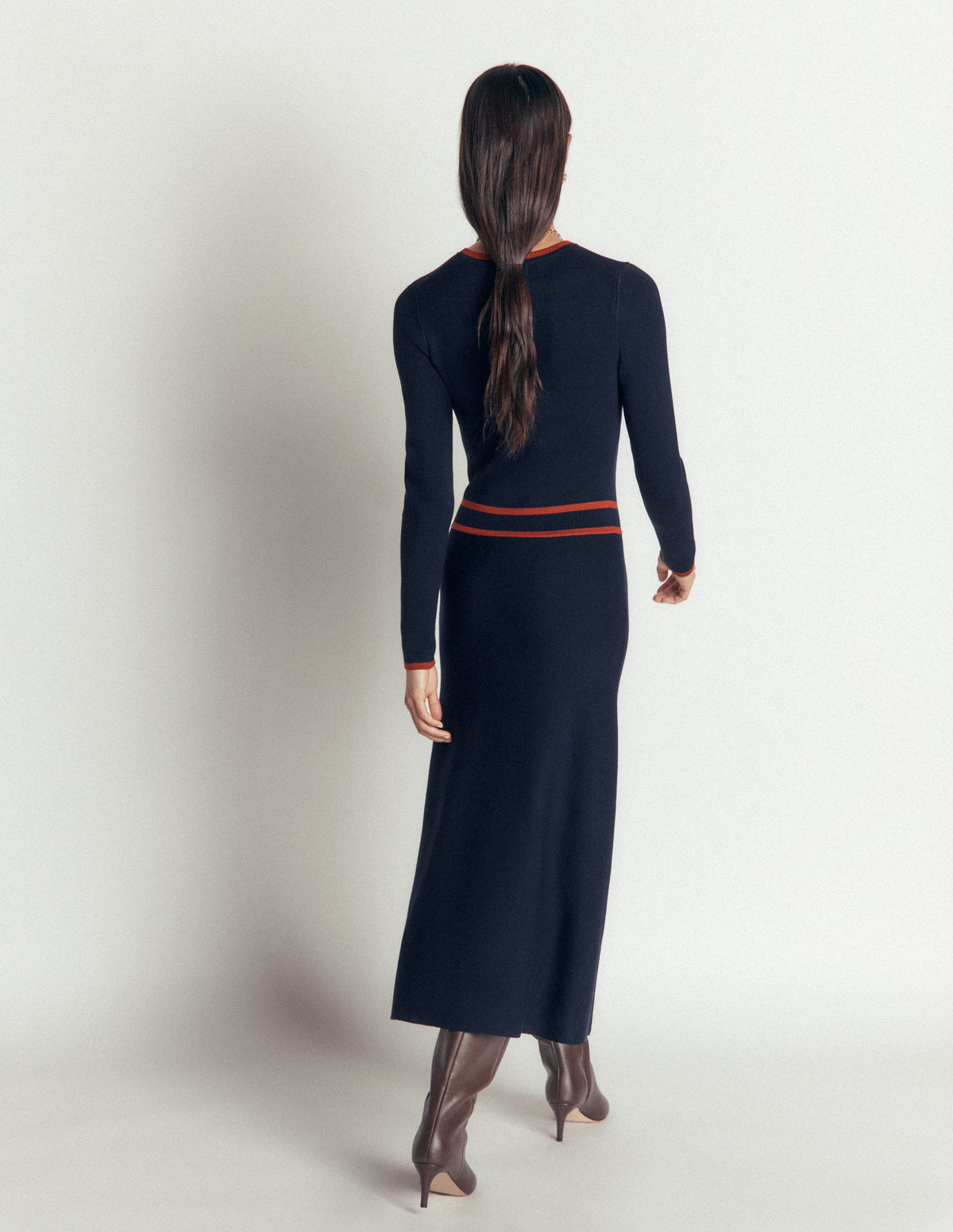 Strickkleid mit Kontraststreifen-Marineblau - Image 3