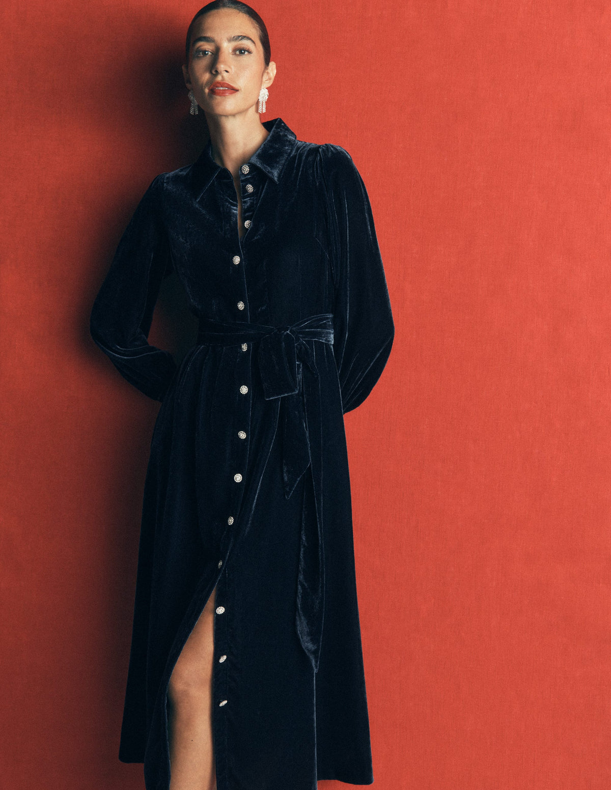 Maeve Hemdblusenkleid aus Samt-Blaugrün Meer-3