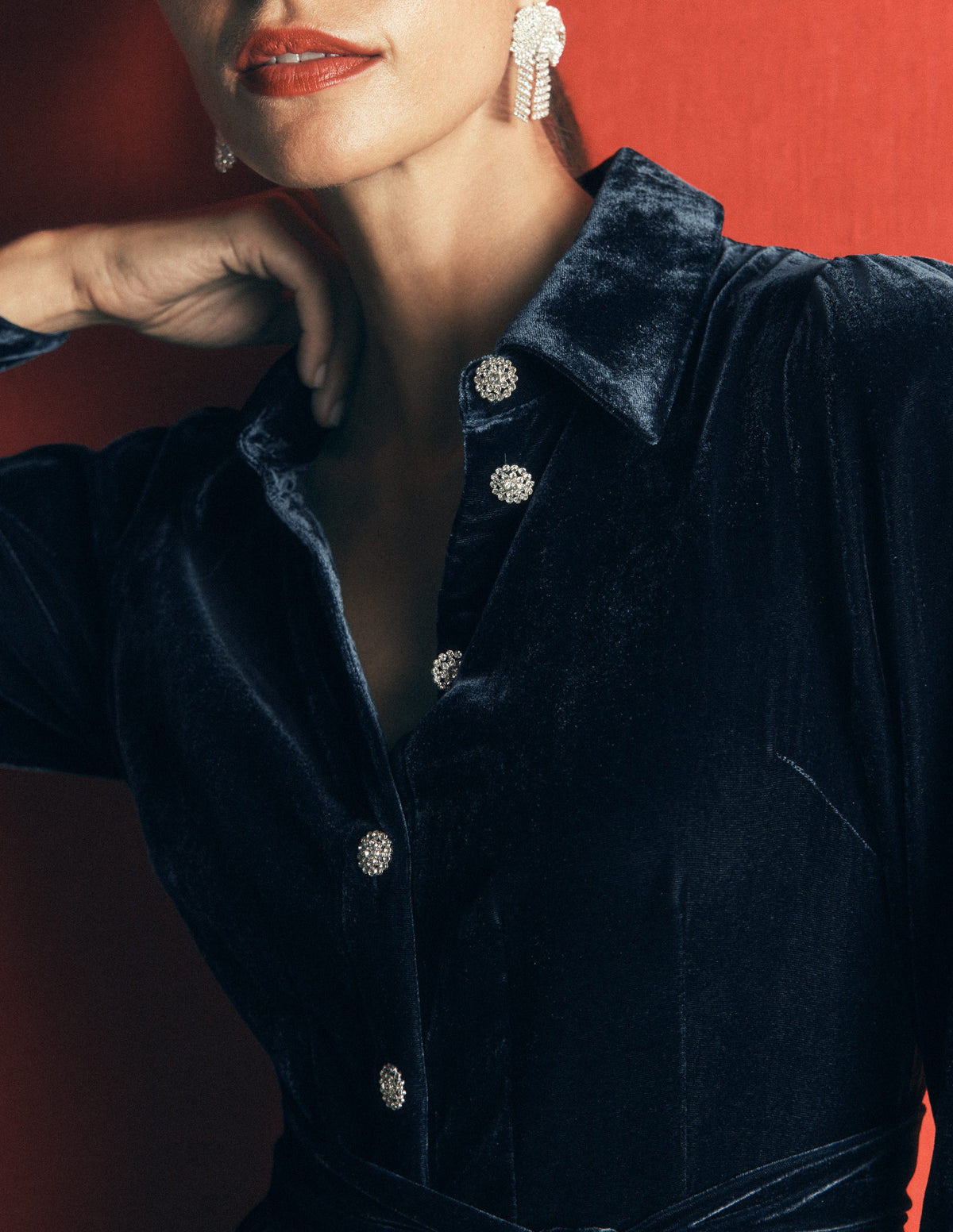 Maeve Hemdblusenkleid aus Samt-Blaugrün Meer-4