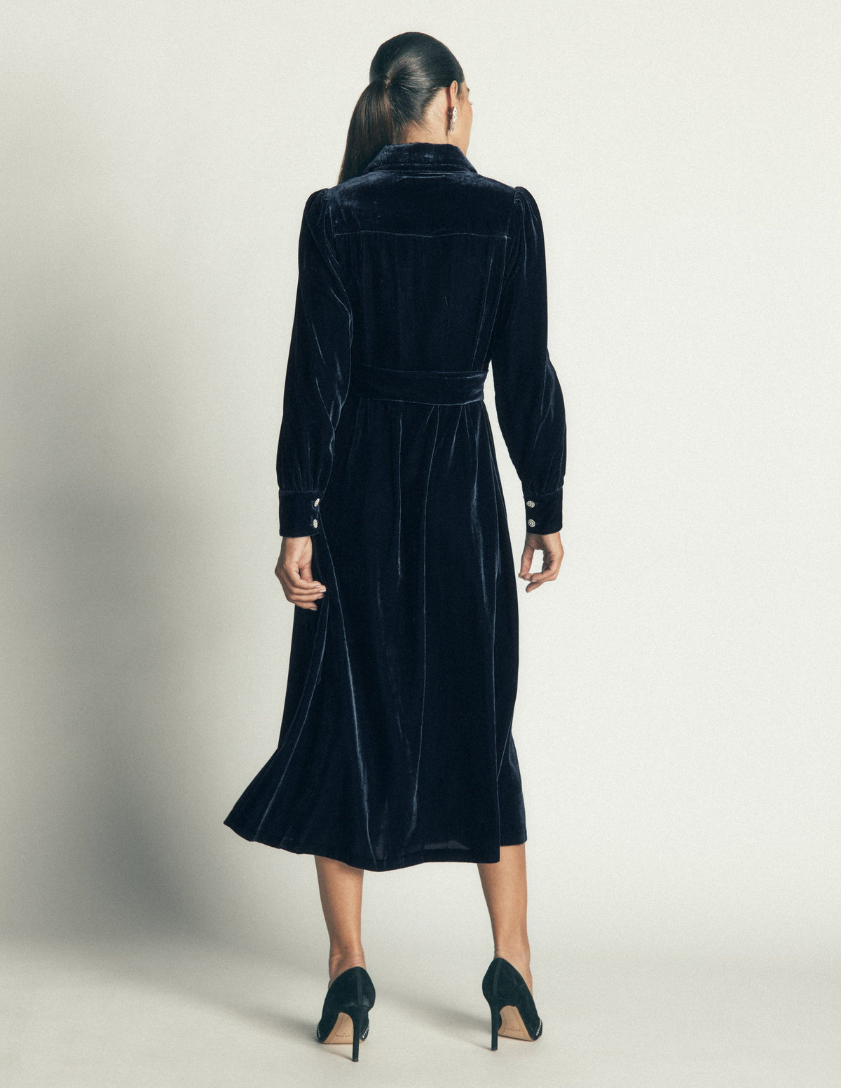 Maeve Hemdblusenkleid aus Samt-Blaugrün Meer-5