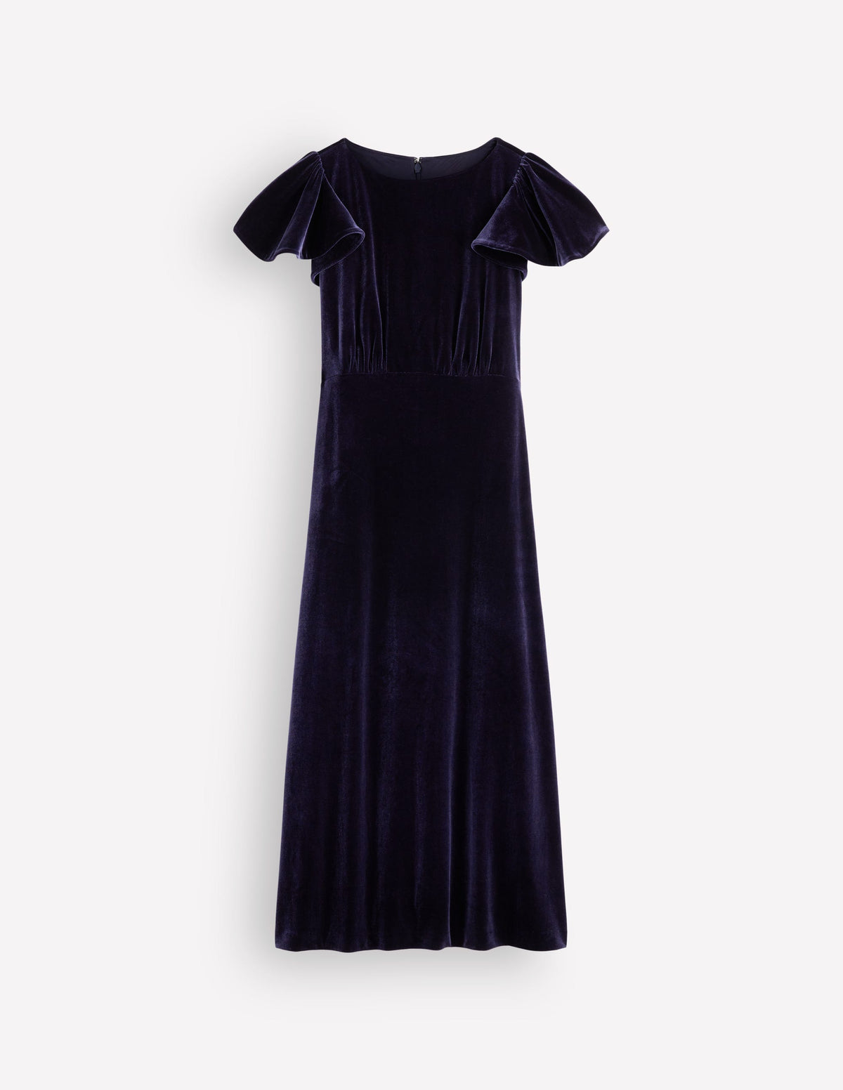 Samtkleid mit drapierten Ärmeln-Marineblau-5