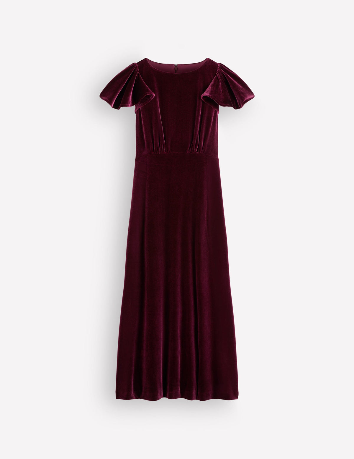Samtkleid mit drapierten Ärmeln-Dunkle Kirsche - Image 5