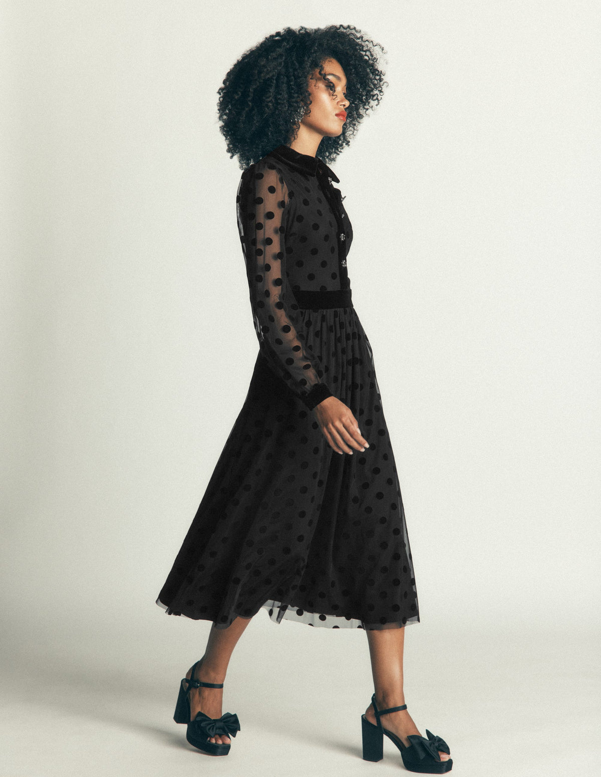 Robe en tulle à détails contrastants-Noir - Image 5