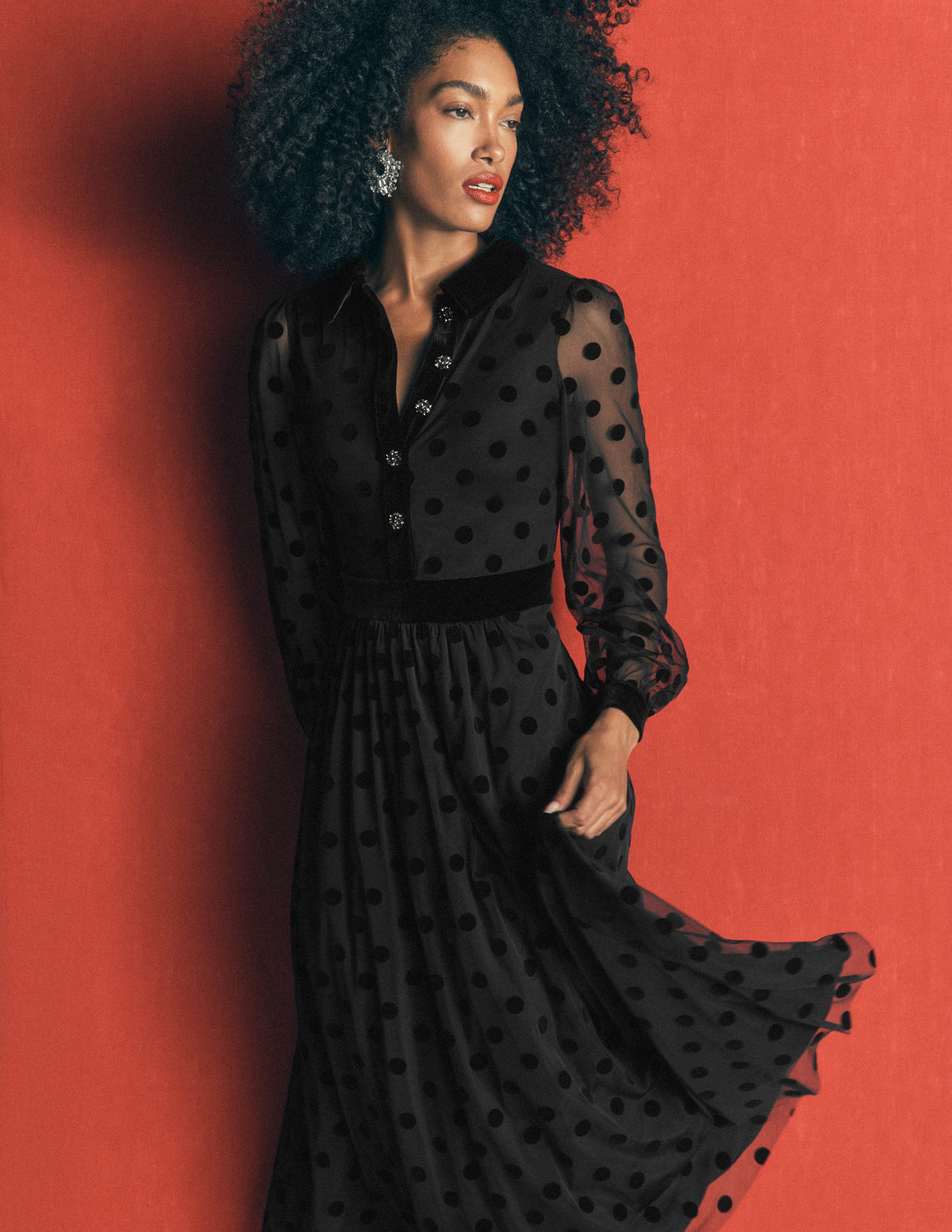 Robe en tulle à détails contrastants-Noir - Image 6