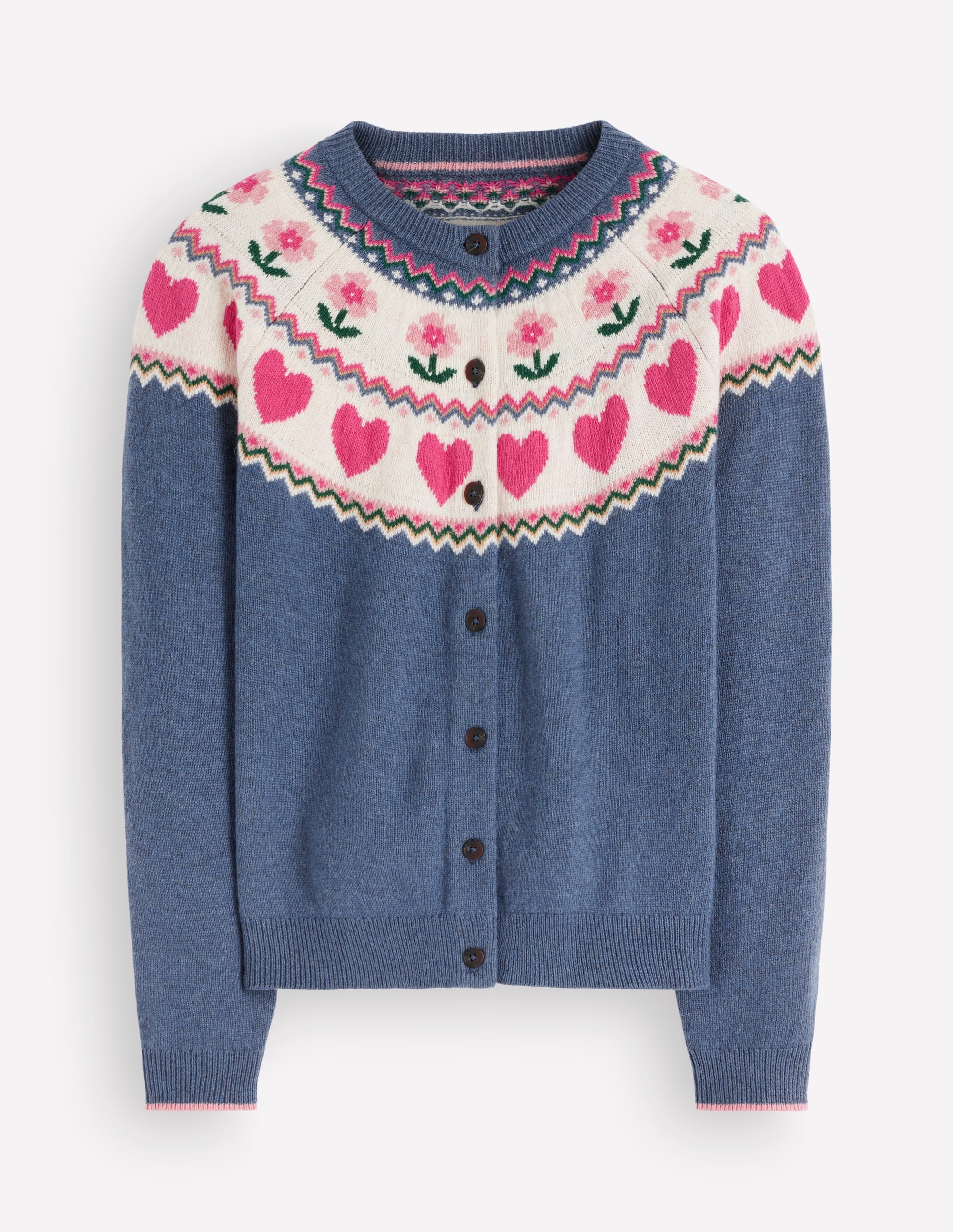 Edie Fair Isle Cardigan-Blue fair isle - Image 5