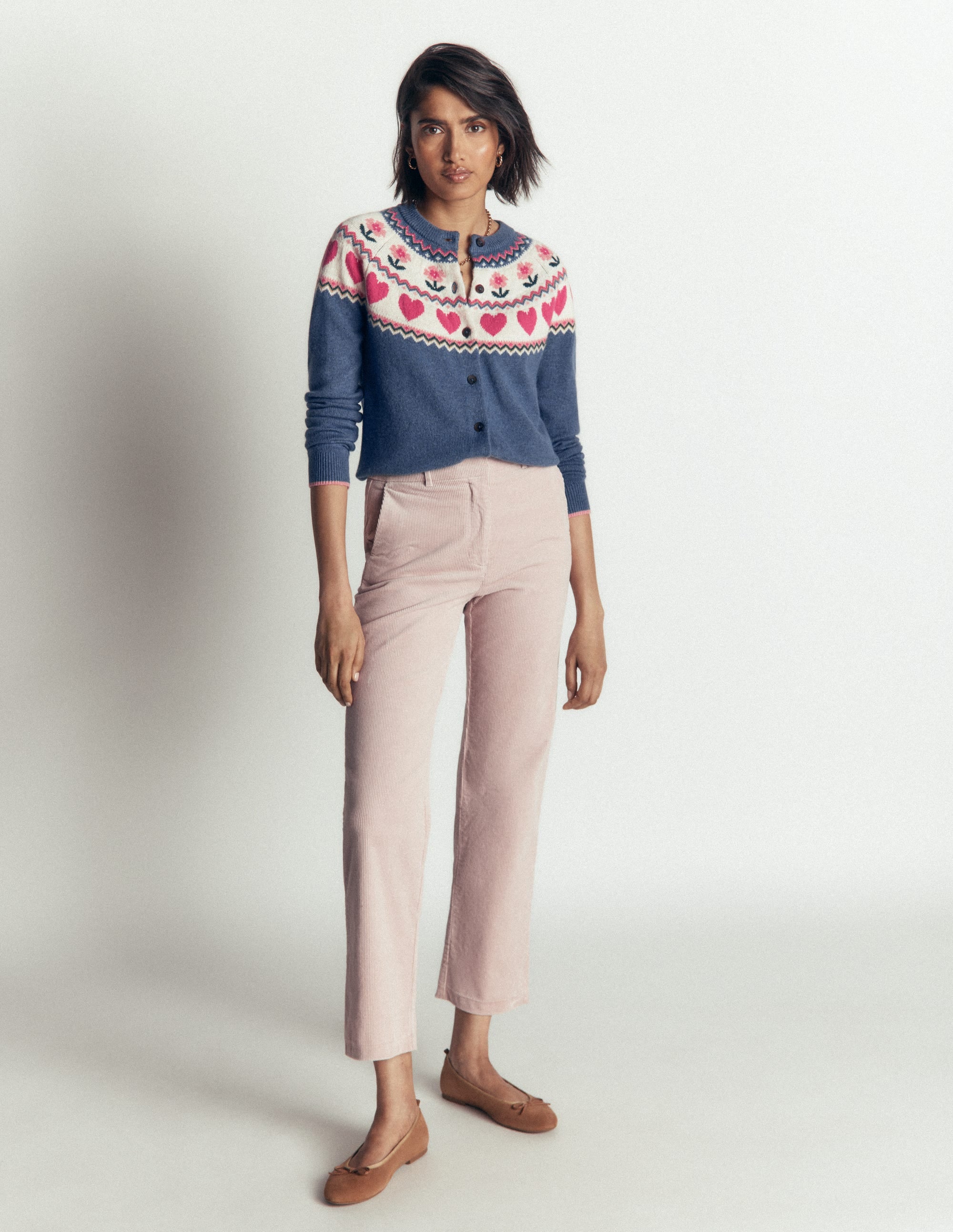 Edie Fair Isle Cardigan-Blue fair isle - Image 4