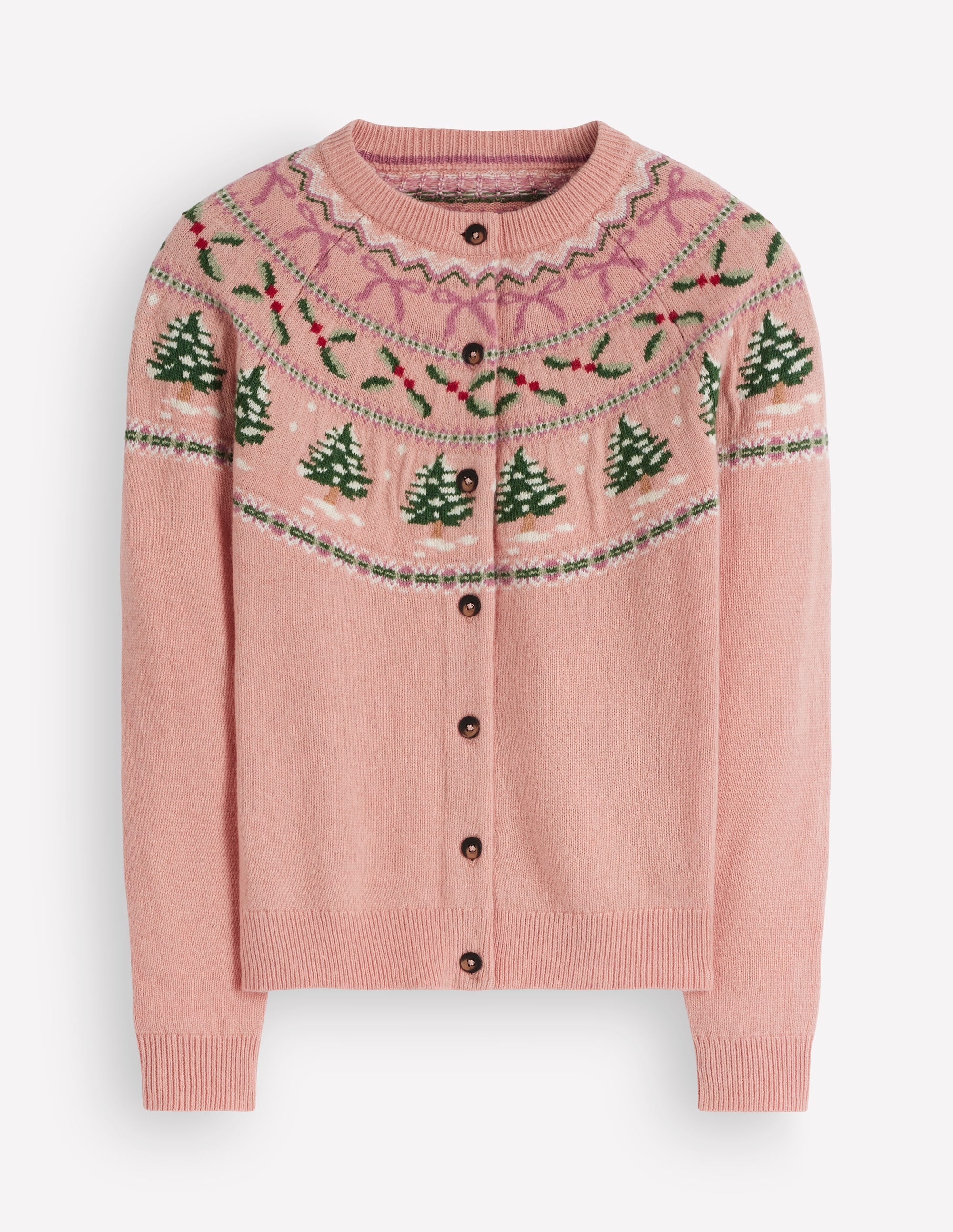 Edie Fair Isle Cardigan-Pink fair isle - Image 7
