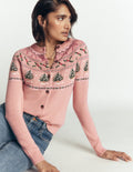 Edie Fair Isle Cardigan-Pink fair isle