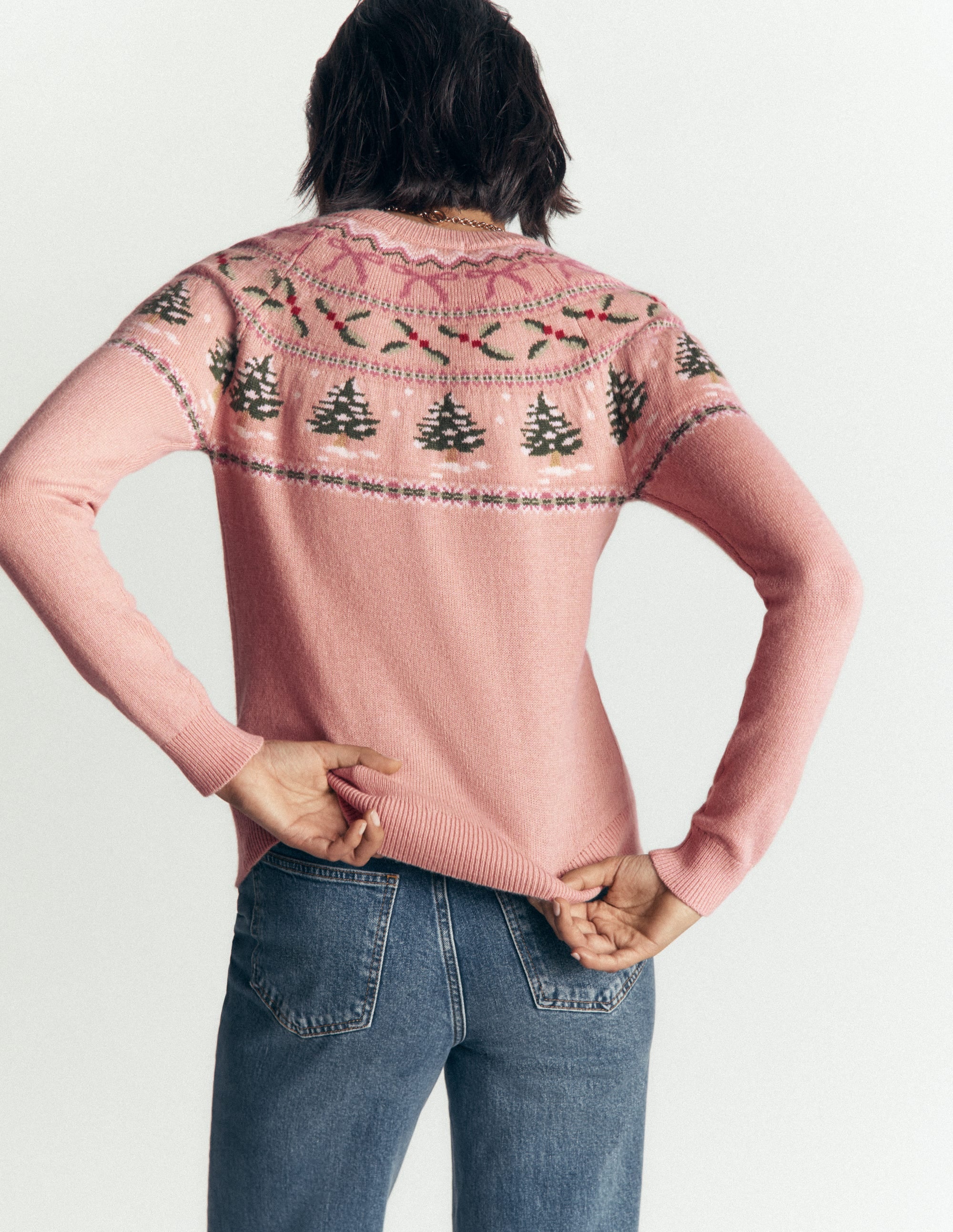 Edie Fair Isle Cardigan-Pink fair isle - Image 3