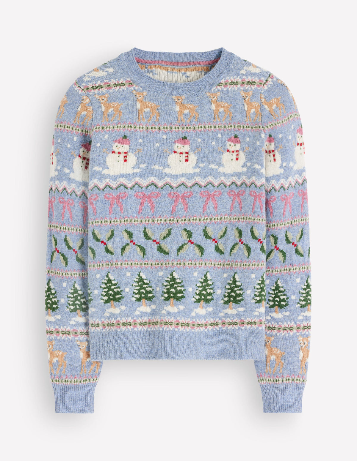 Edie Fair-Isle-Pullover-Blau Schneemann-Fair-Isle - Image 5