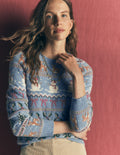 Edie Fair-Isle-Pullover-Blau Schneemann-Fair-Isle