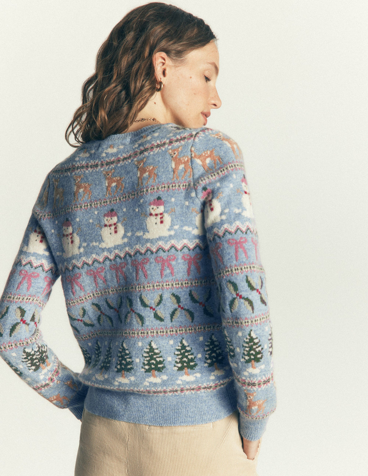 Edie Fair-Isle-Pullover-Blau Schneemann-Fair-Isle-3