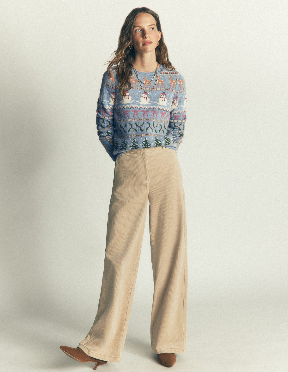 Edie Fair-Isle-Pullover-Blau Schneemann-Fair-Isle - Image 4