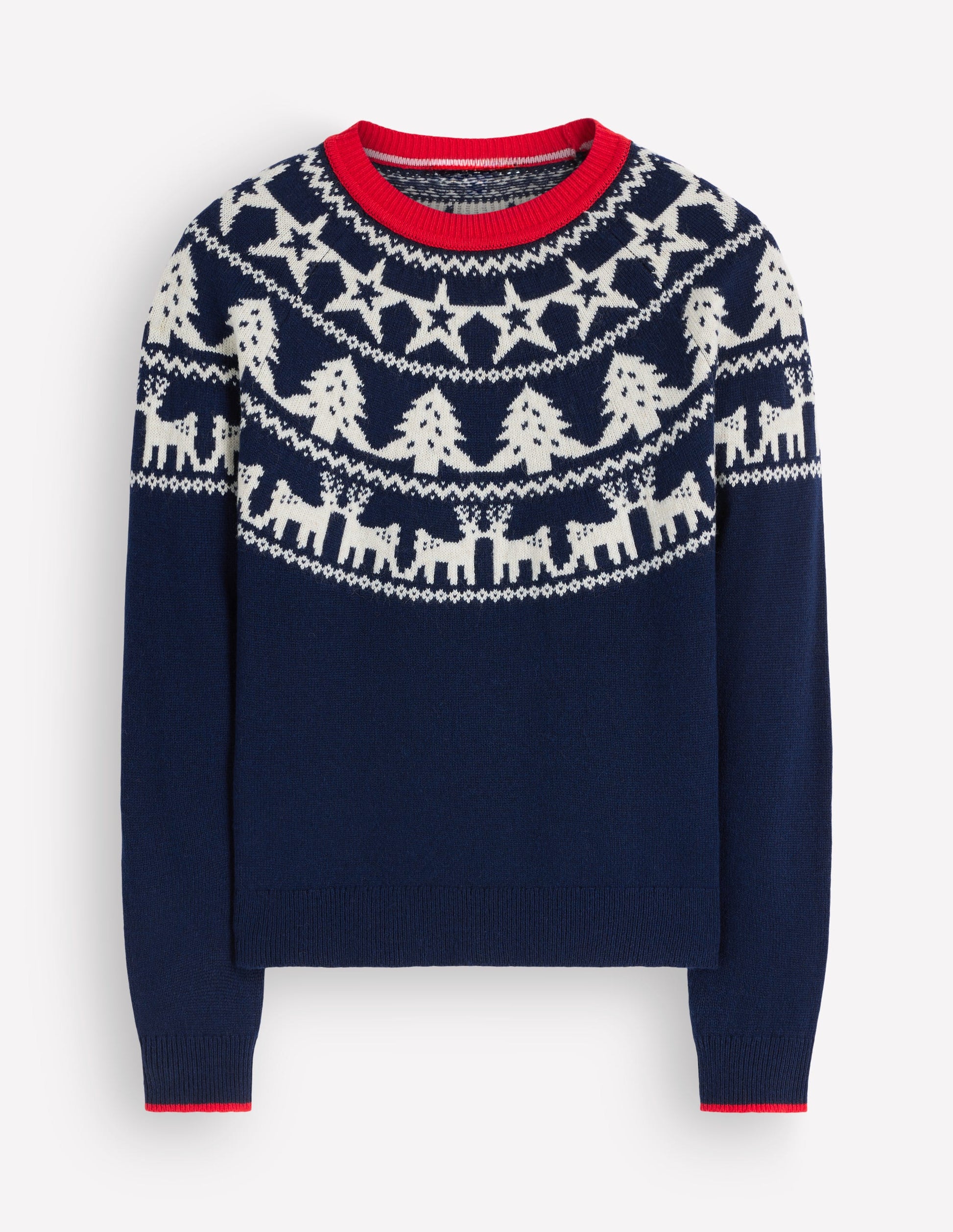 Edie Fair-Isle-Pullover-Marineblau Rentier-6