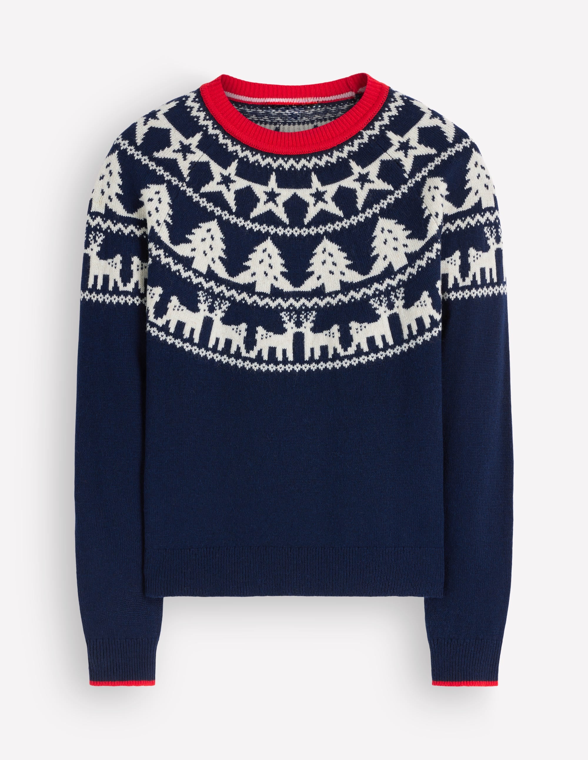 Edie Fair-Isle-Pullover-Marineblau Rentier - Image 6