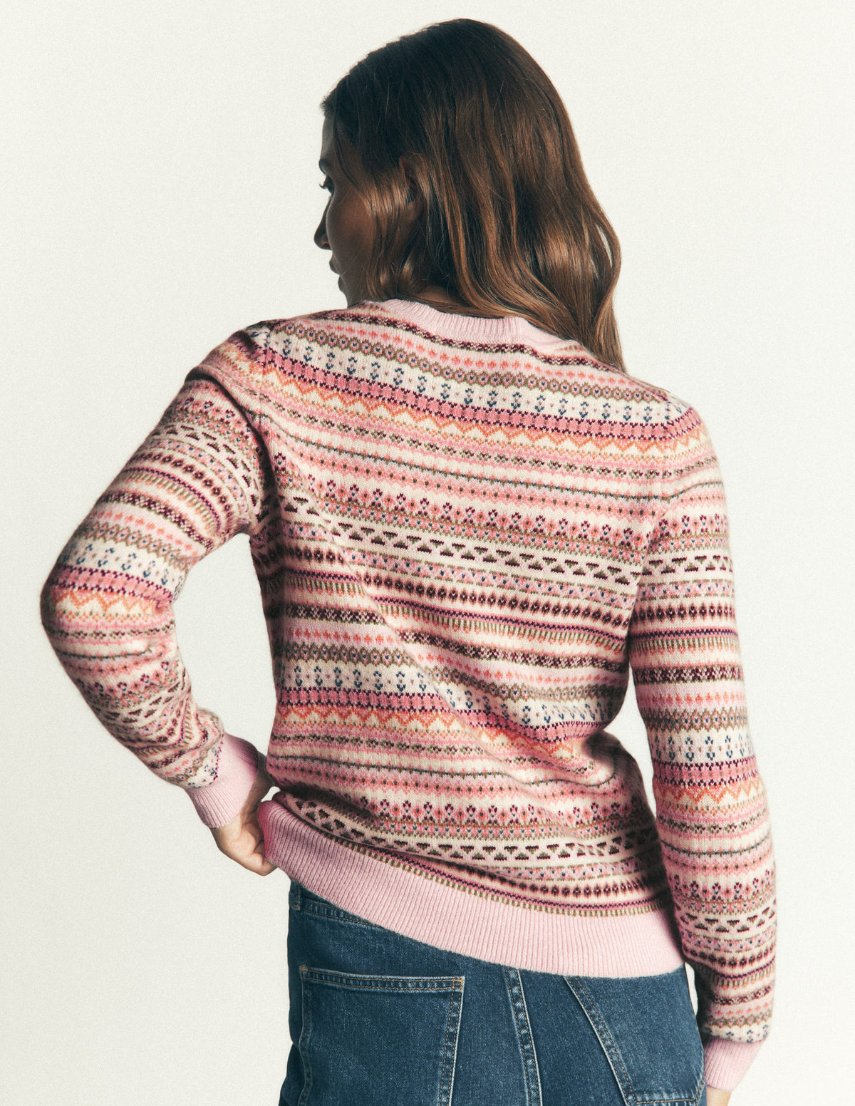 Edie Fair-Isle-Pullover-Rosa durchgehendes Fair-Isle-Muster-3