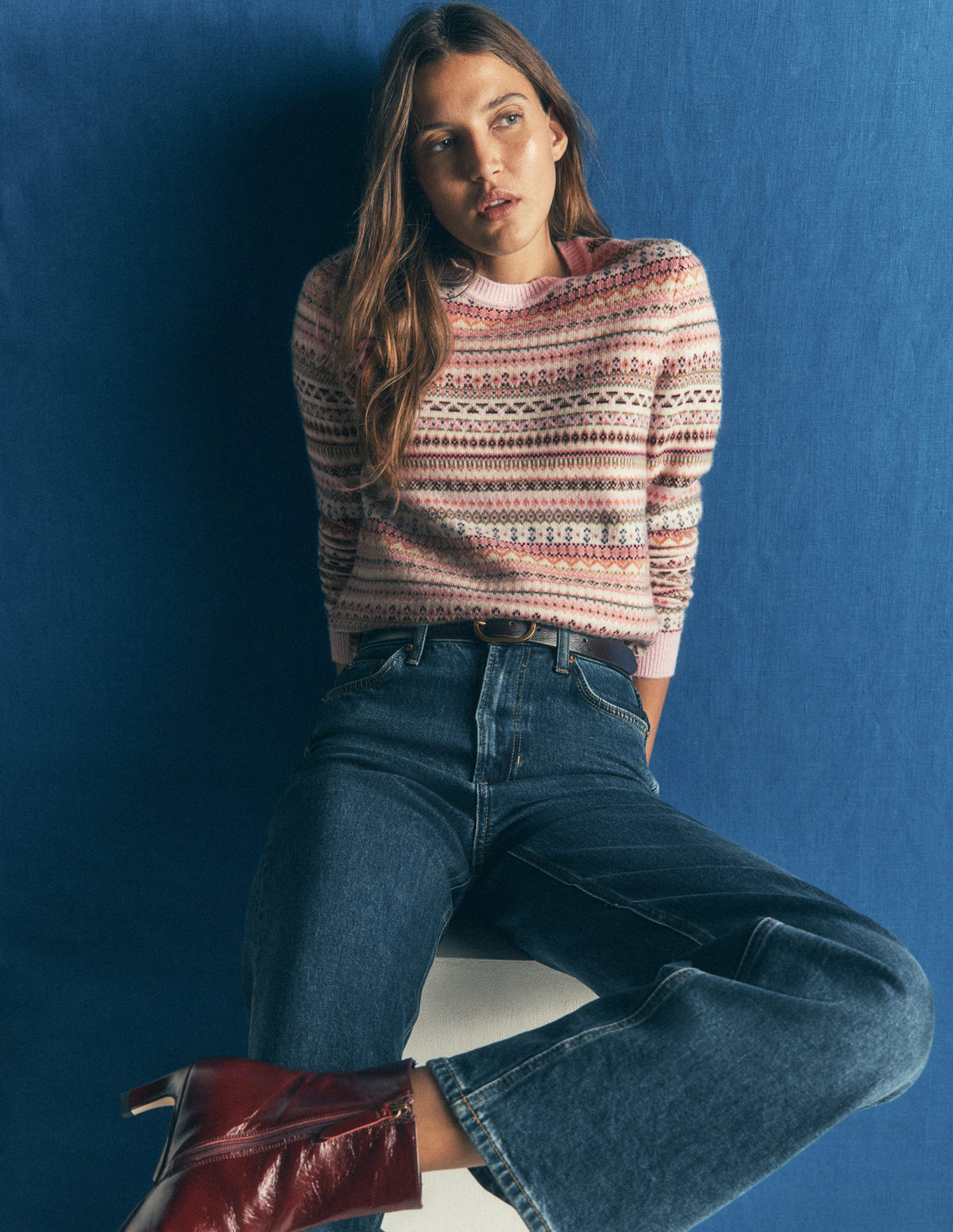 Edie Fair-Isle-Pullover-Rosa durchgehendes Fair-Isle-Muster - Image 4