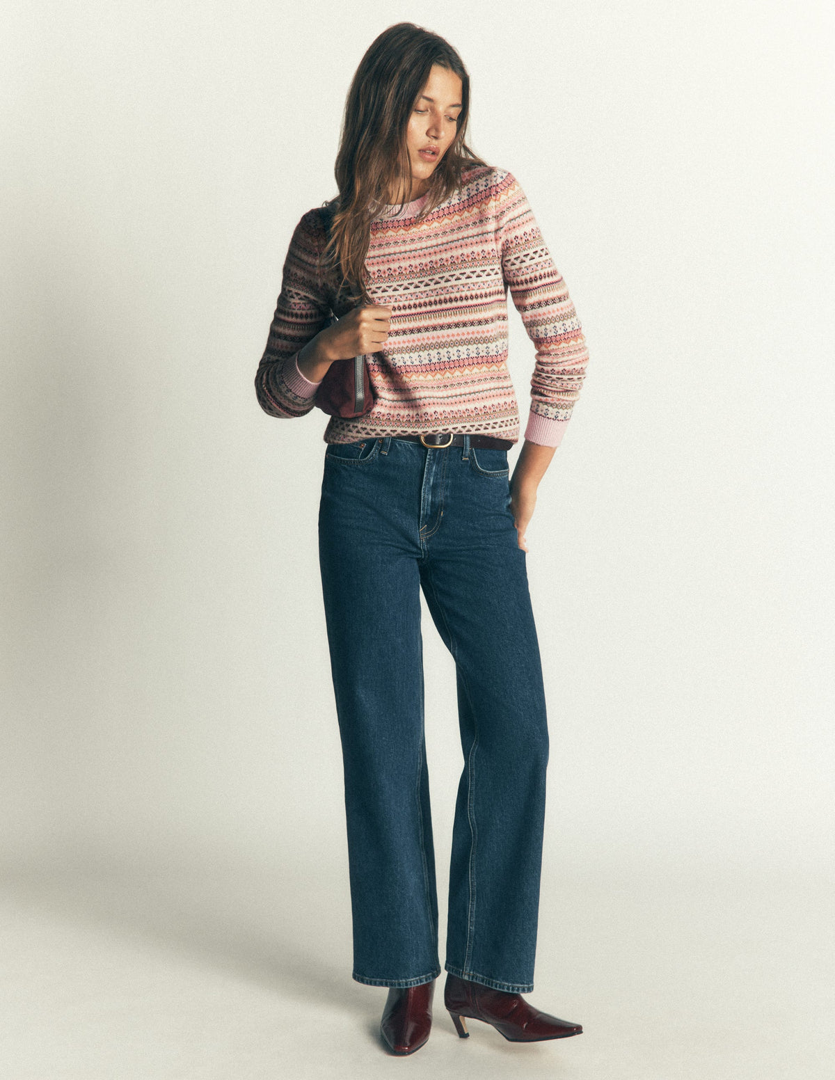 Edie Fair-Isle-Pullover-Rosa durchgehendes Fair-Isle-Muster-6