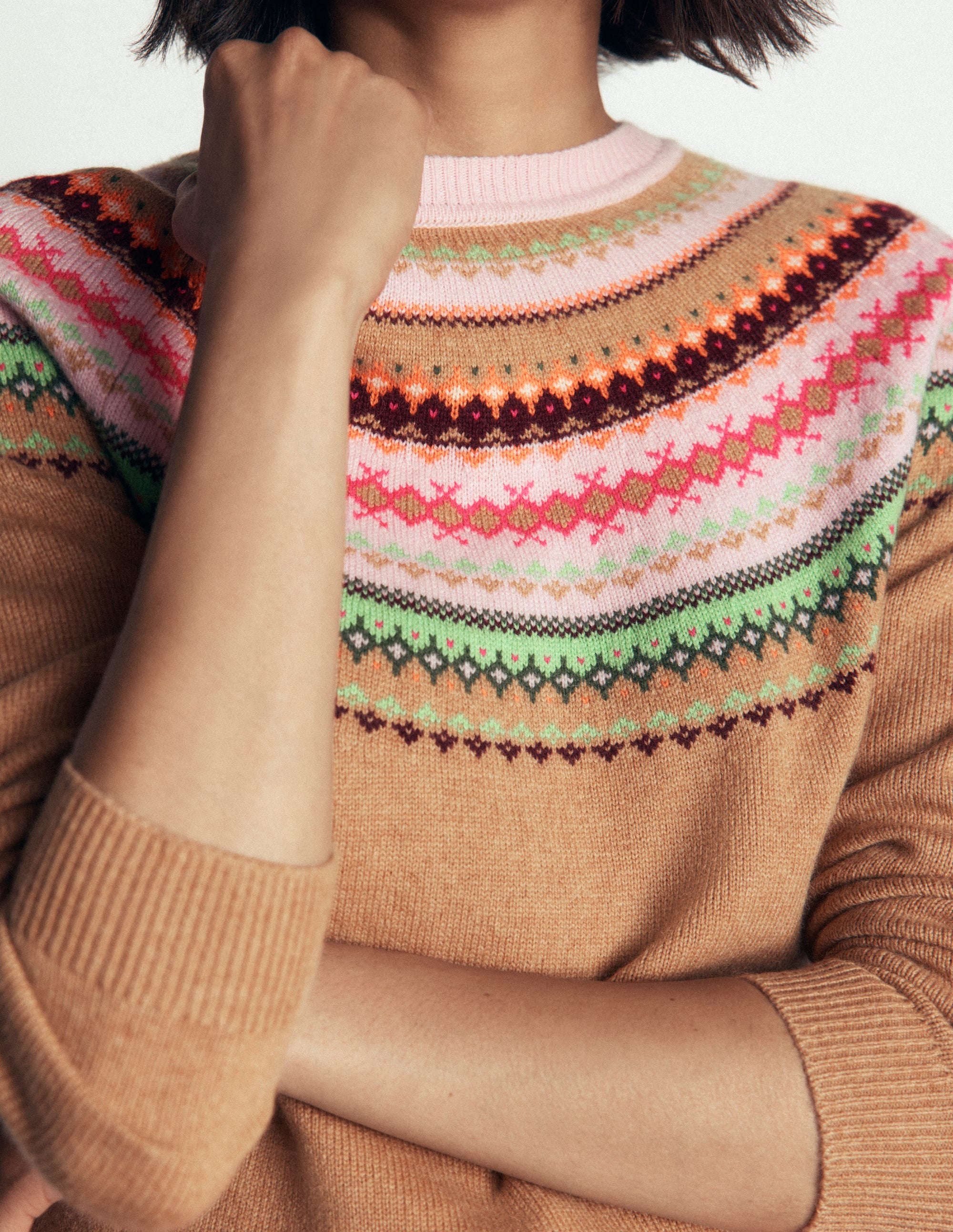 Edie Fair-Isle-Pullover-Camel Fair-Isle - Image 2