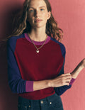 Meg Pullover mit Raglanärmeln-Merlot, Color Blocking