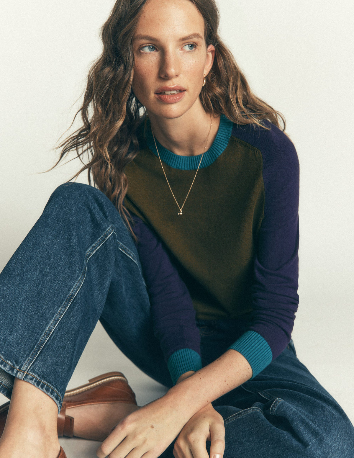 Meg Pullover mit Raglanärmeln-Waldlichtung, Color Blocking - Image 1